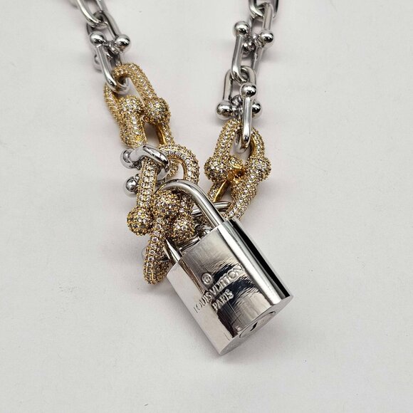 Auth Louis Vuitton Lock&Key Silver w/Unbranded 925 Pure Silver 14k Gold Plated - Picture 9 of 11